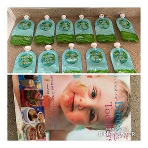 Baby food reusable packages and book